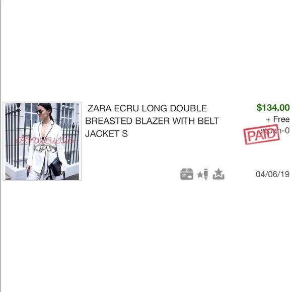 •SOLD• BLOGGER FAV ZARA IVORY BLAZER w CONTRASTING - Picture 2 of 8